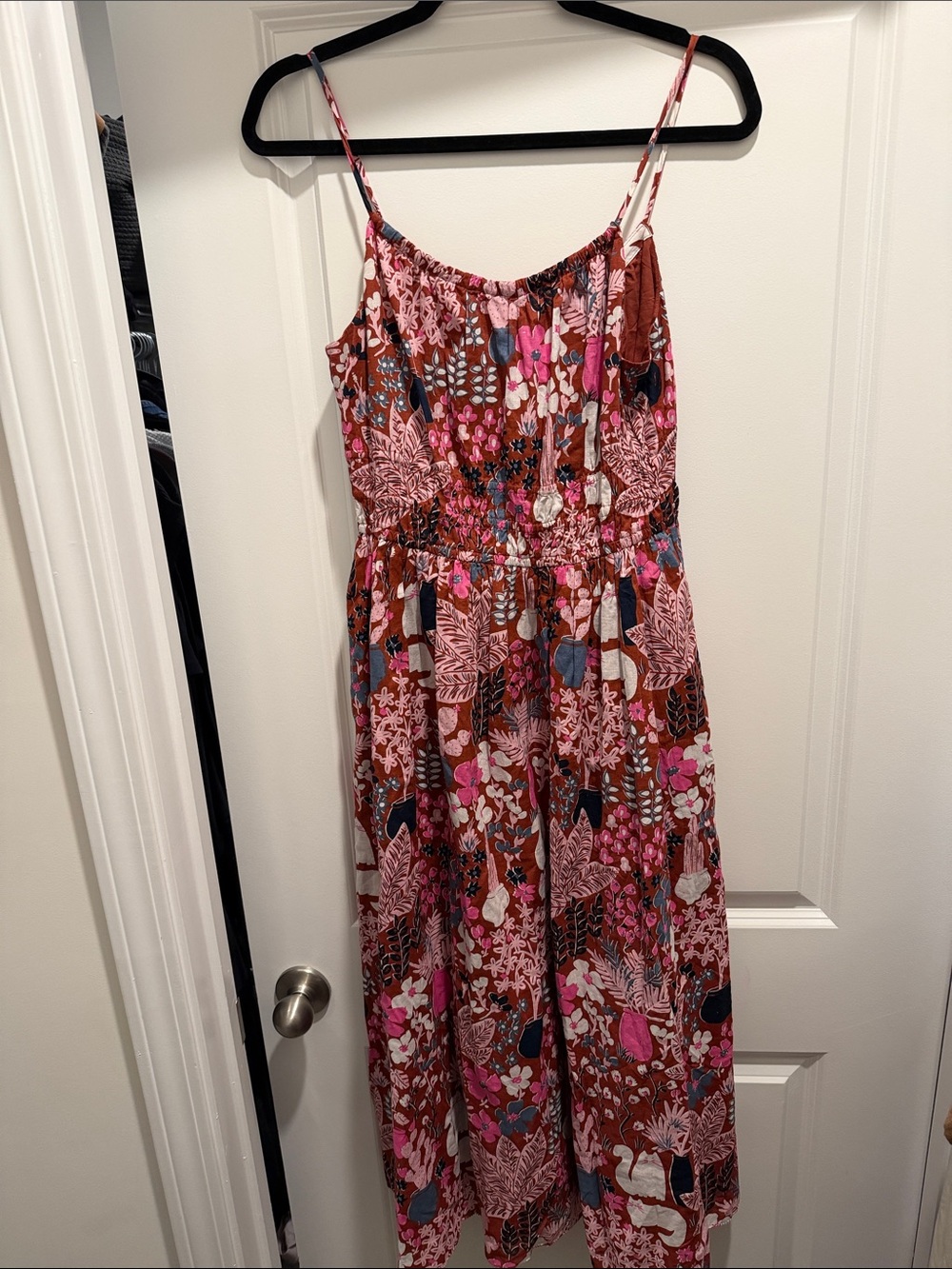 kate spade Pink and Brown Floral Maxi Dress with Spaghetti Straps